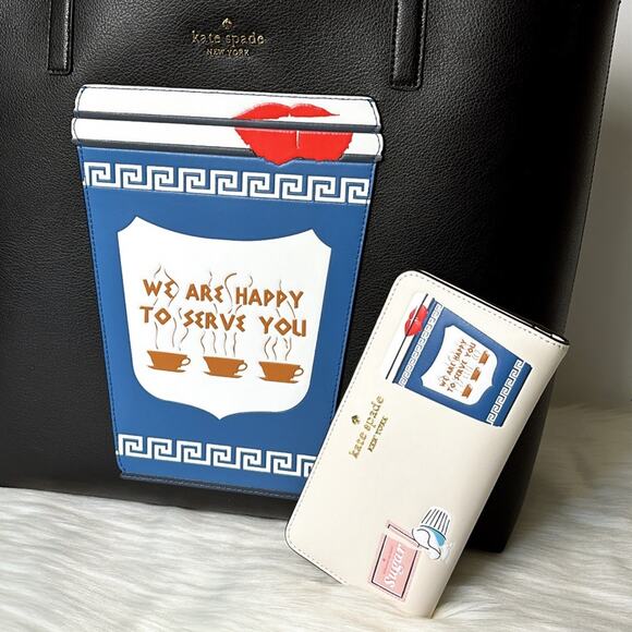 NWT Kate Spade Collectable Bundle Coffee Break Tote Shoulder and Wallet Set - Picture 9 of 11